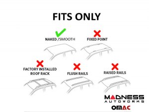 FIAT 500 Roof Rack Cross Bars - Black 2017-2019